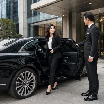 Chauffeur opening the rear door for a passenger